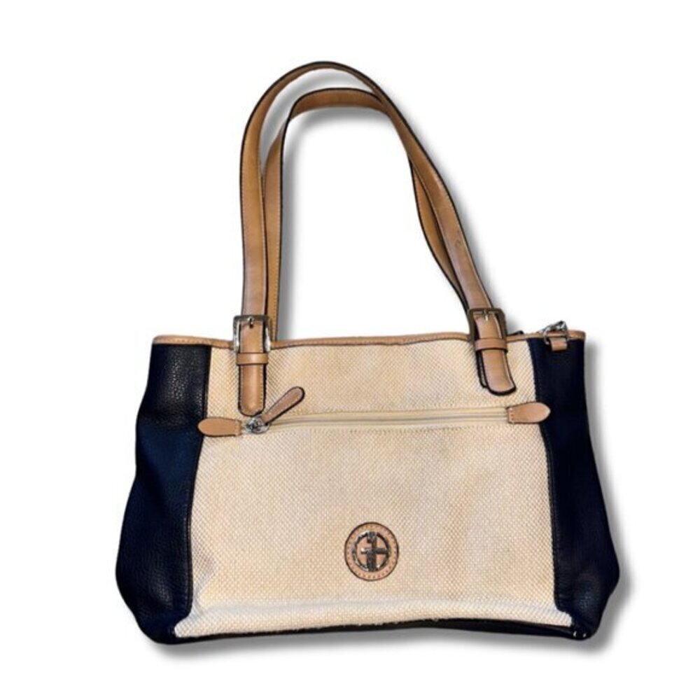 Giani Bernini Shoulder Bag EUC Black Brown Tan Colorblock - Picture 1 of 16